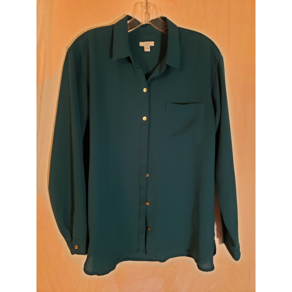 Women's J Jill Teal Long Sleeve Blouse Size S